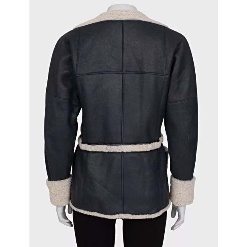 Chanel Lamb Double Breasted Coat Blue Shearling Very good condition - Inside View