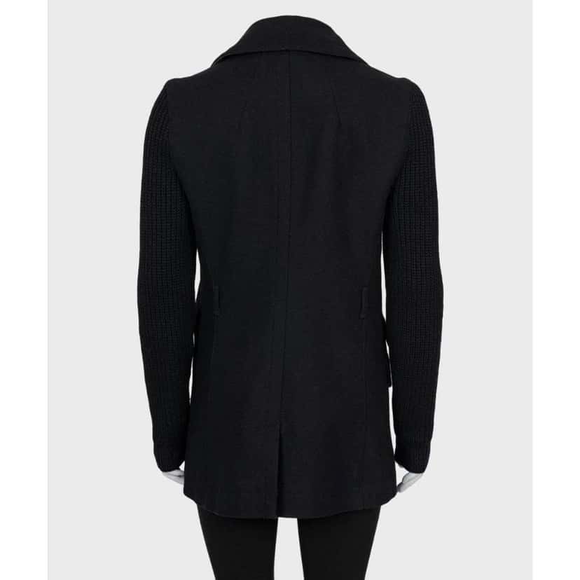 Burberry Brit Coat with Knit Sleeves Black Cotton Very good condition - Inside View