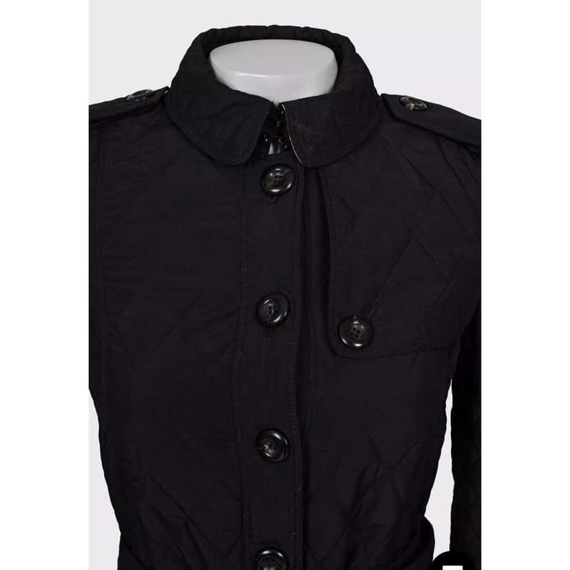 Burberry Quilted Belted Coat Black Very good condition - Model View