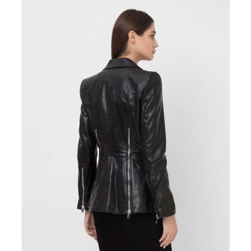 Alexander Mcqueen Lambskin Peplum Jacket Black Leather Very good condition - Model View