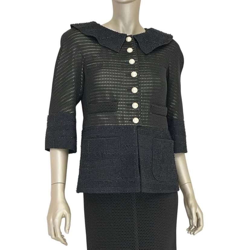 Chanel Skirt Suit Black Tweed Very good condition - Back View