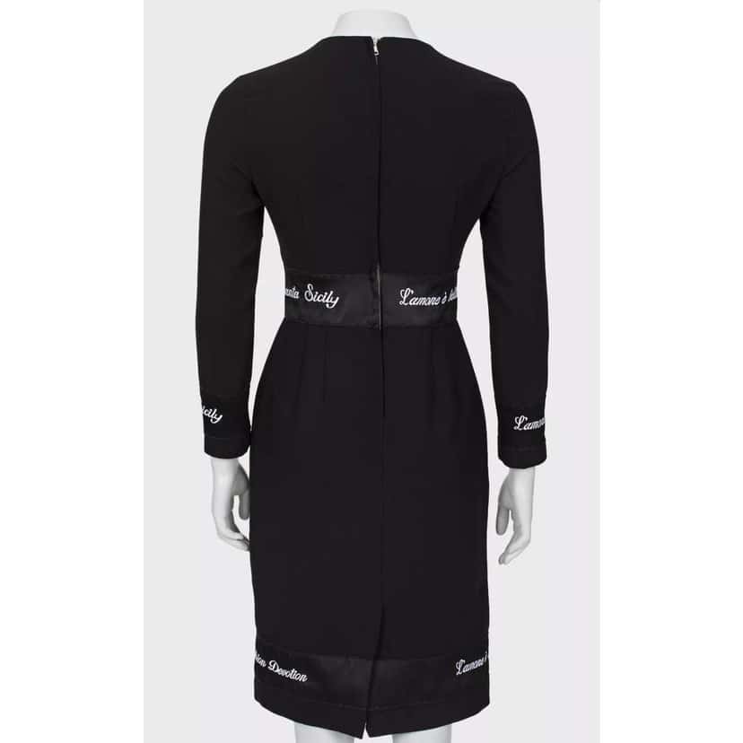 Dolce & Gabbana Embroidered Midi Dress Black Wool Very good condition - Inside View