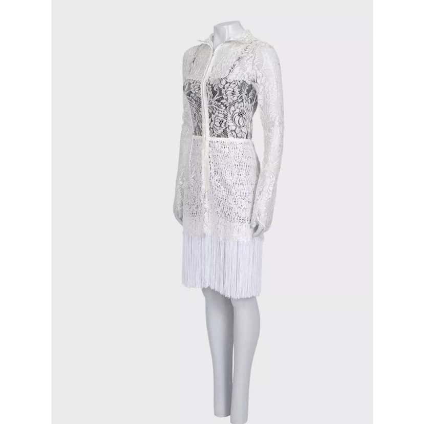Dolce & Gabbana Lace High Collar Dress White Lace Never worn, with tag - Back View