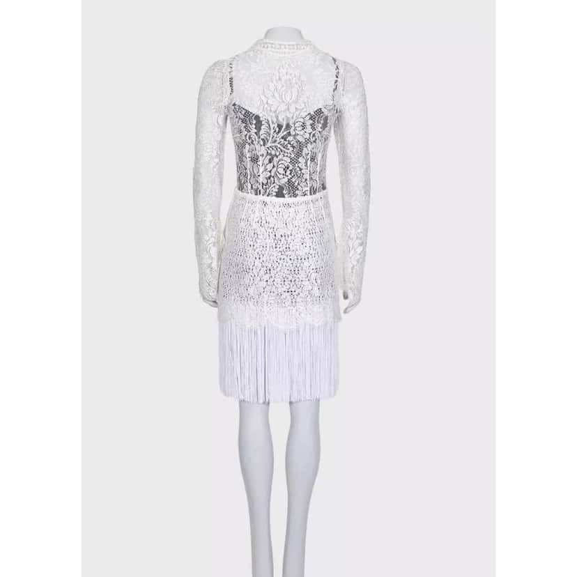 Dolce & Gabbana Lace High Collar Dress White Lace Never worn, with tag - Inside View