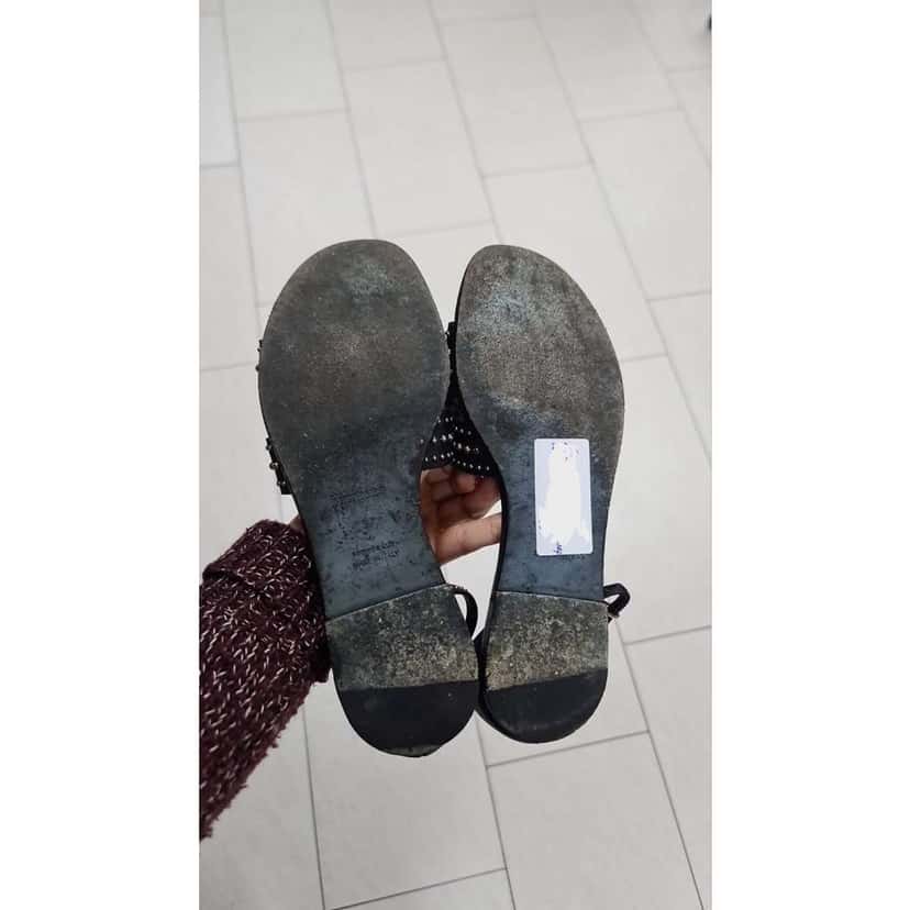 Hermès Hermes Santorini Ankle Wrap Sandals Black Leather Very good condition - Inside View