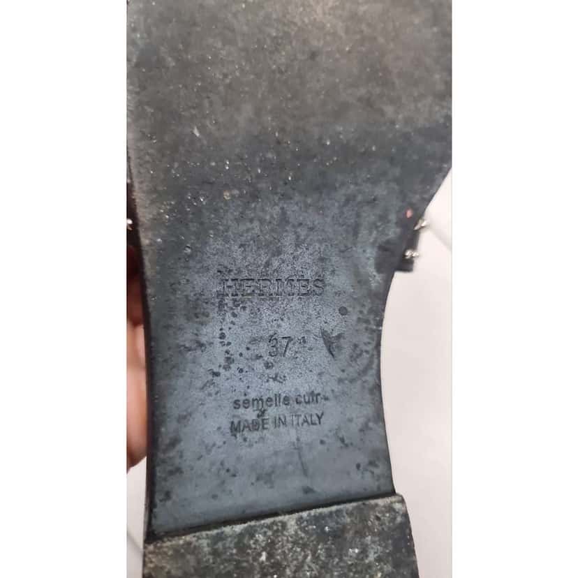 Hermès Hermes Santorini Ankle Wrap Sandals Black Leather Very good condition - Box View