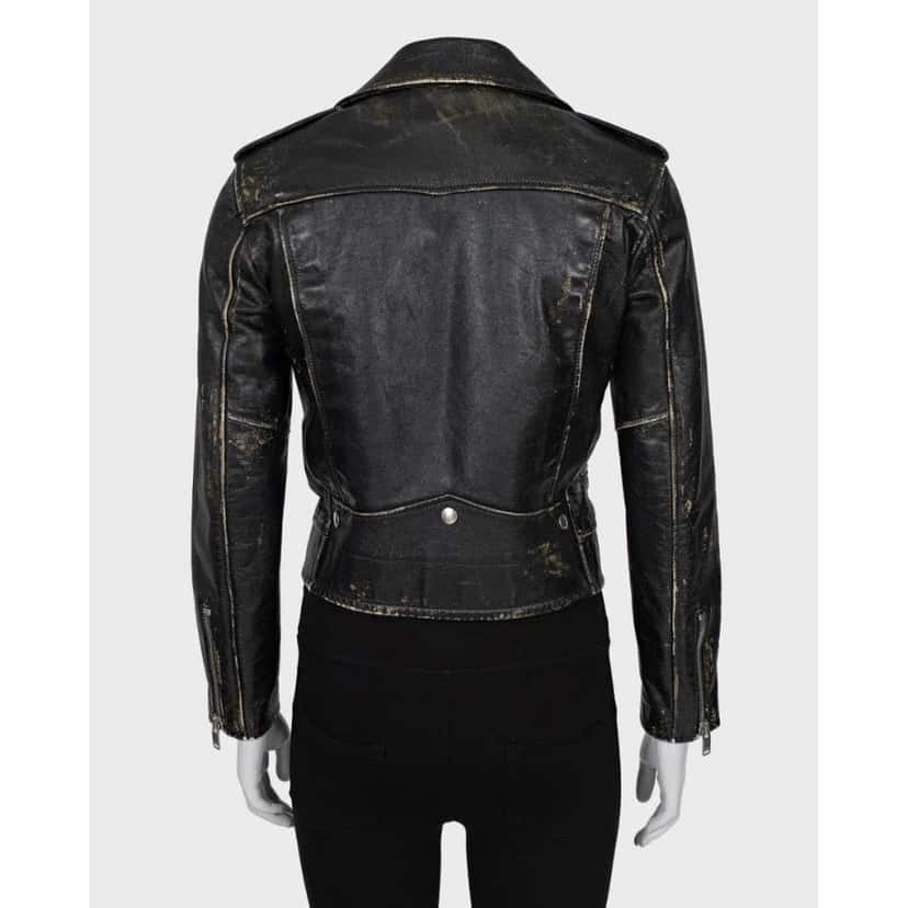 Saint Laurent Distressed Jacket Black Leather Very good condition - Inside View