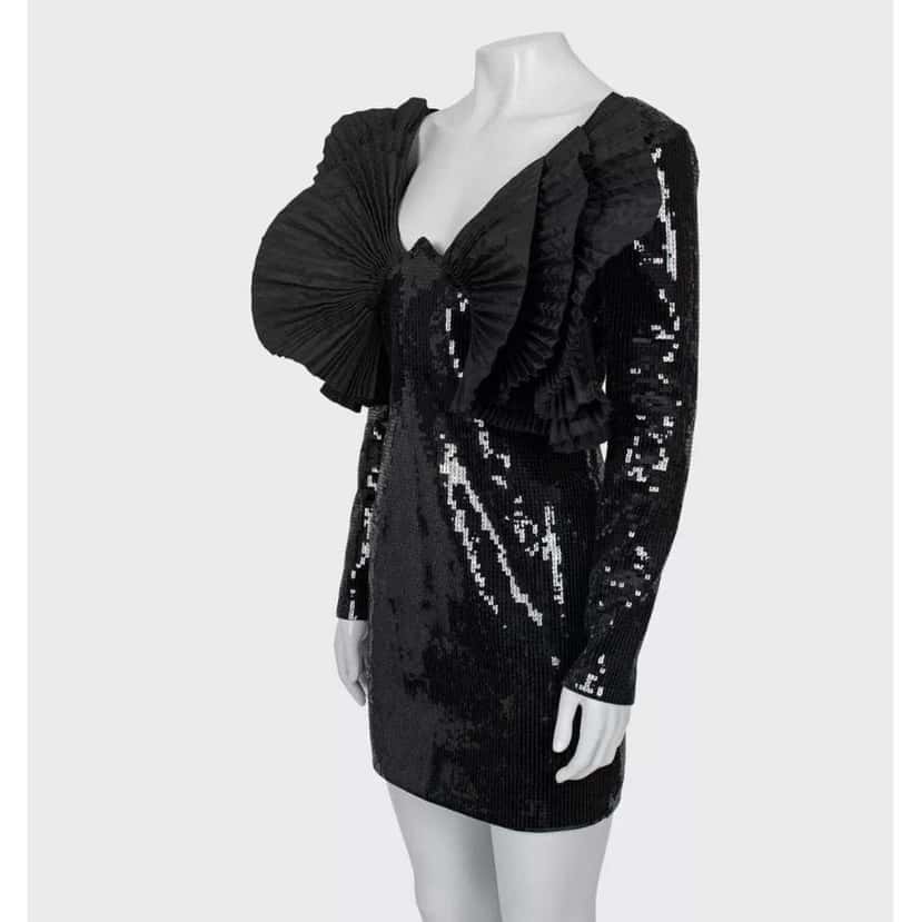 Saint Laurent Sequin Dress Black Silk Very good condition - Back View