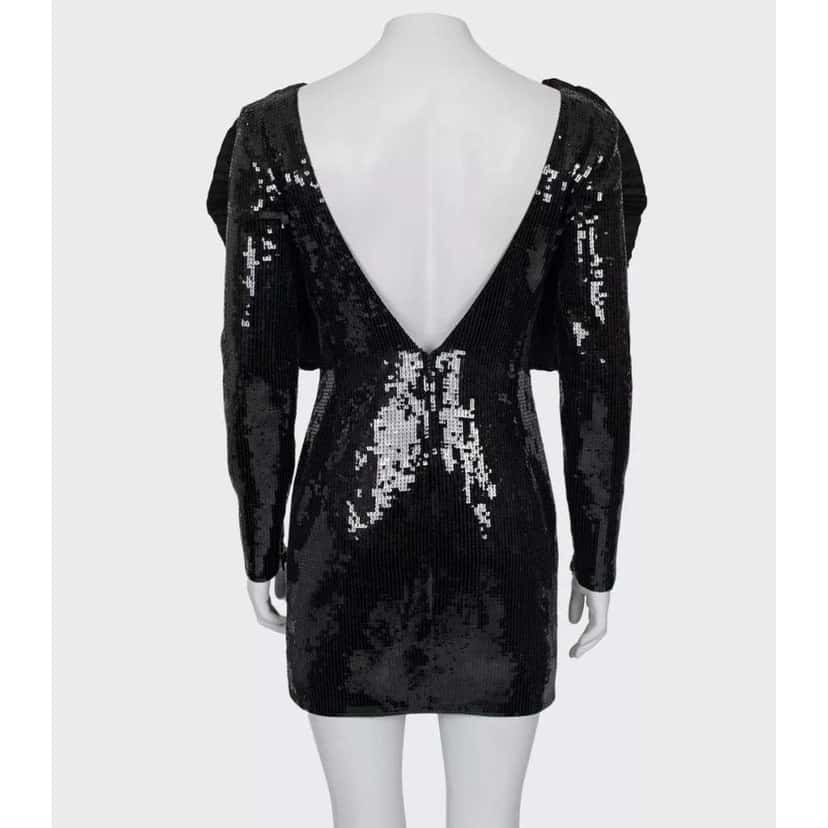 Saint Laurent Sequin Dress Black Silk Very good condition - Inside View