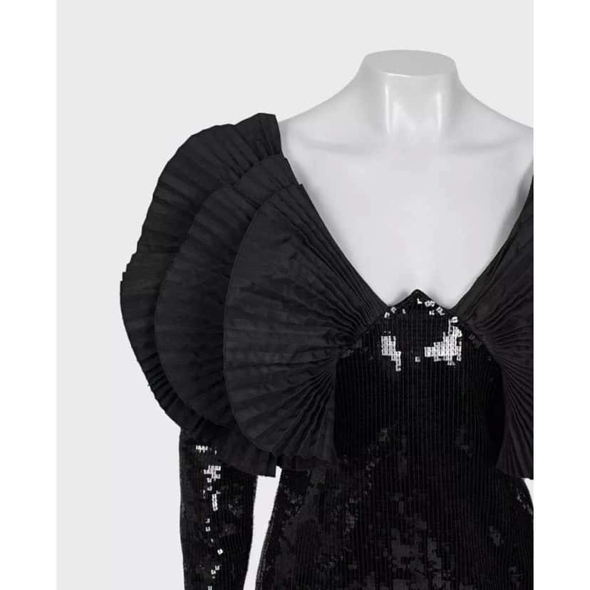 Saint Laurent Sequin Dress Black Silk Very good condition - Model View