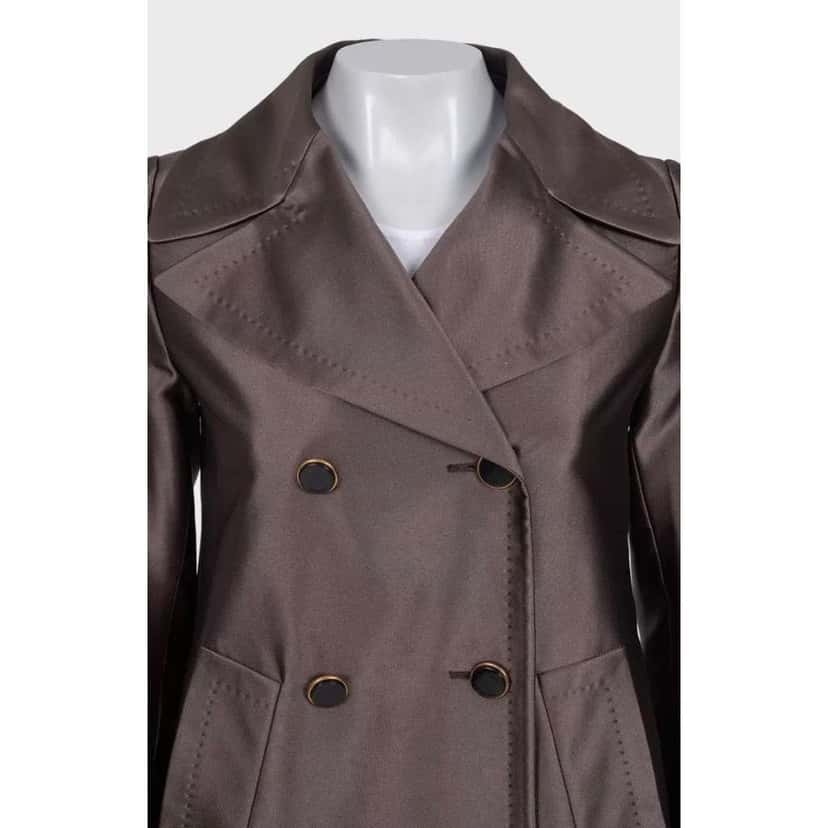 Gucci Double Breasted A Line Coat Black Cotton Very good condition - Inside View