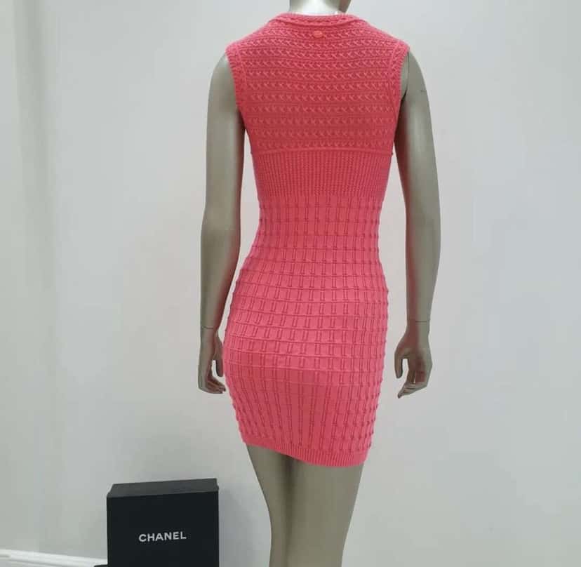 Chanel Dark Mini Dress Pink Cotton Very good condition - Inside View
