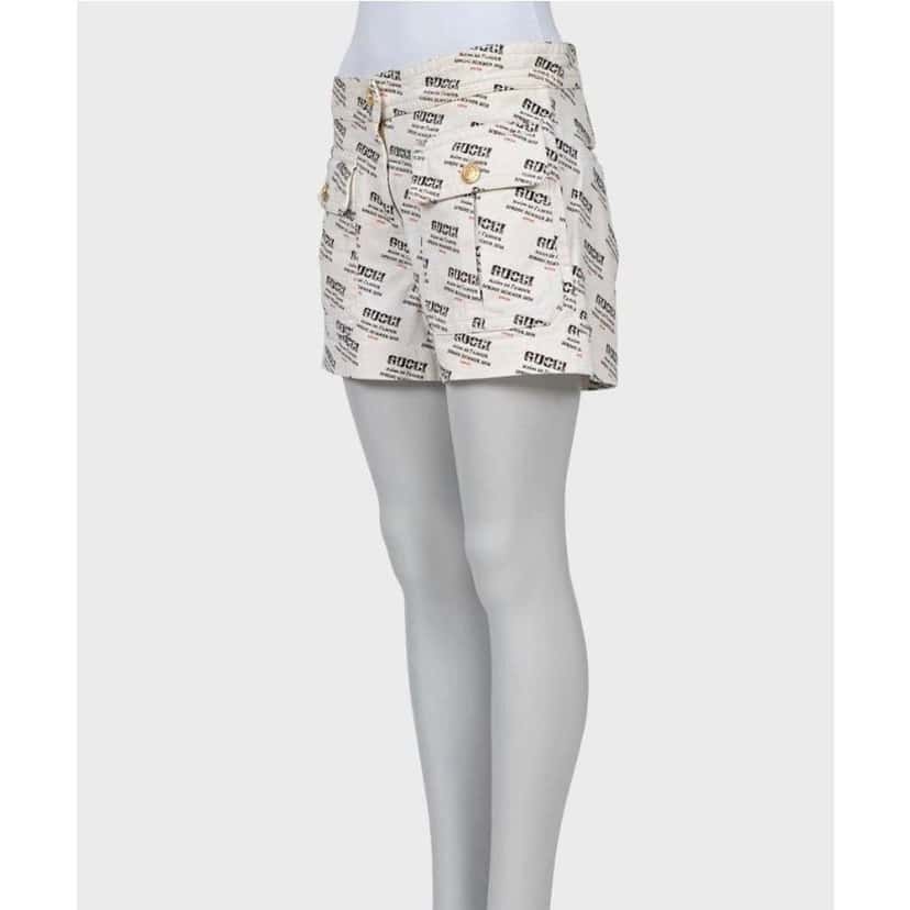 Gucci Signature Print Shorts Size W28 White Cotton Very good condition - Back View