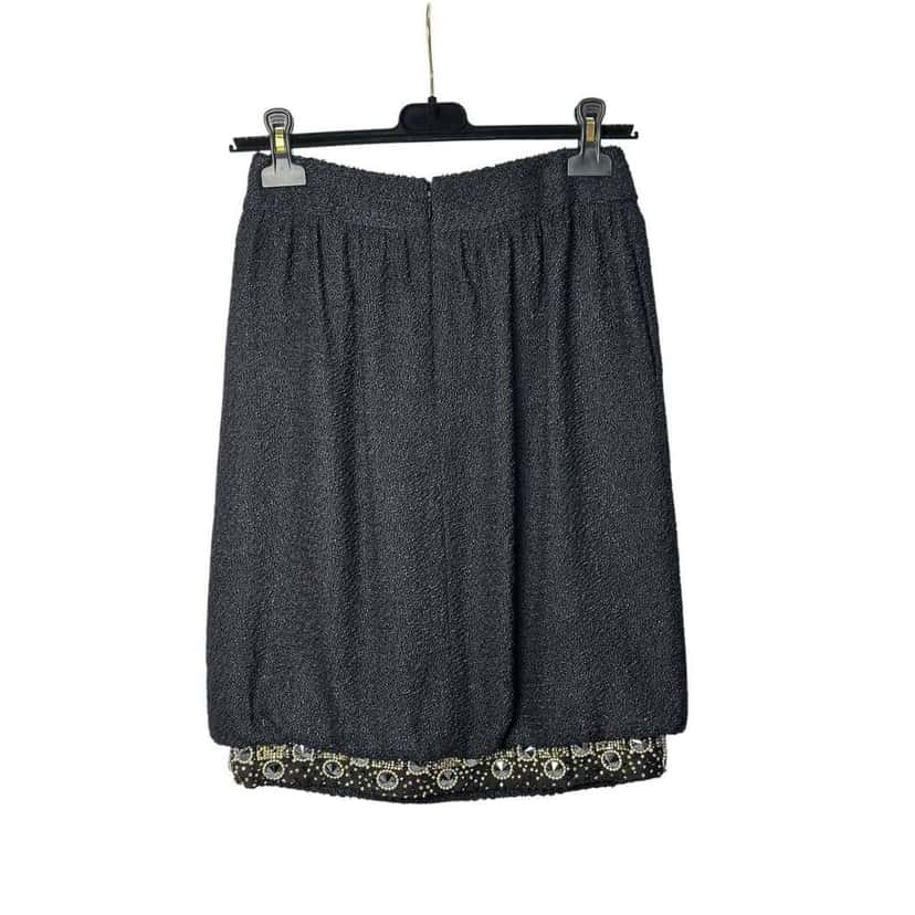 Chanel Embroidery Skirt Black Tweed Very good condition - Back View
