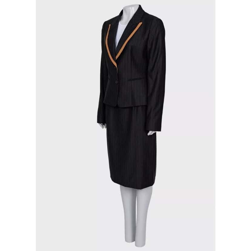 Dior Christian Striped Suit Black Silk Very good condition - Back View