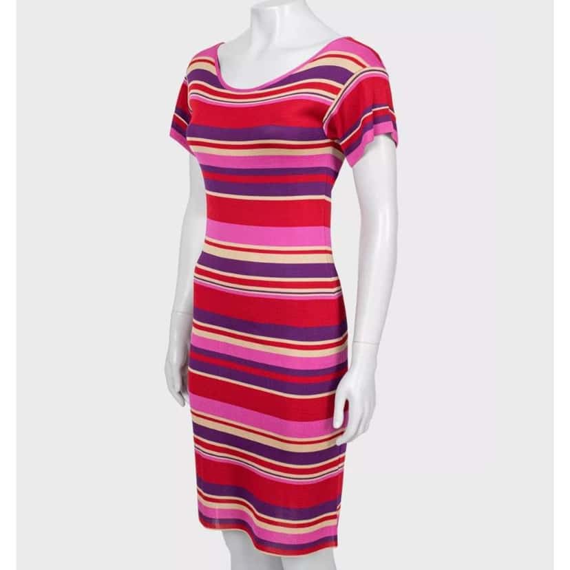 Dior Christian Striped Fitted Dress MultiColor Good condition - Back View