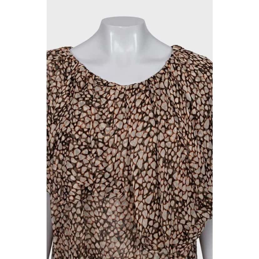 Saint Laurent Asymmetrical Animal Print Dress Black Silk Very good condition - Model View