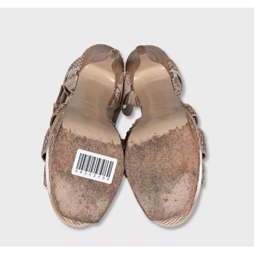 Saint Laurent Animal Print Block Heel Sandals Black Leather Good condition - Box View