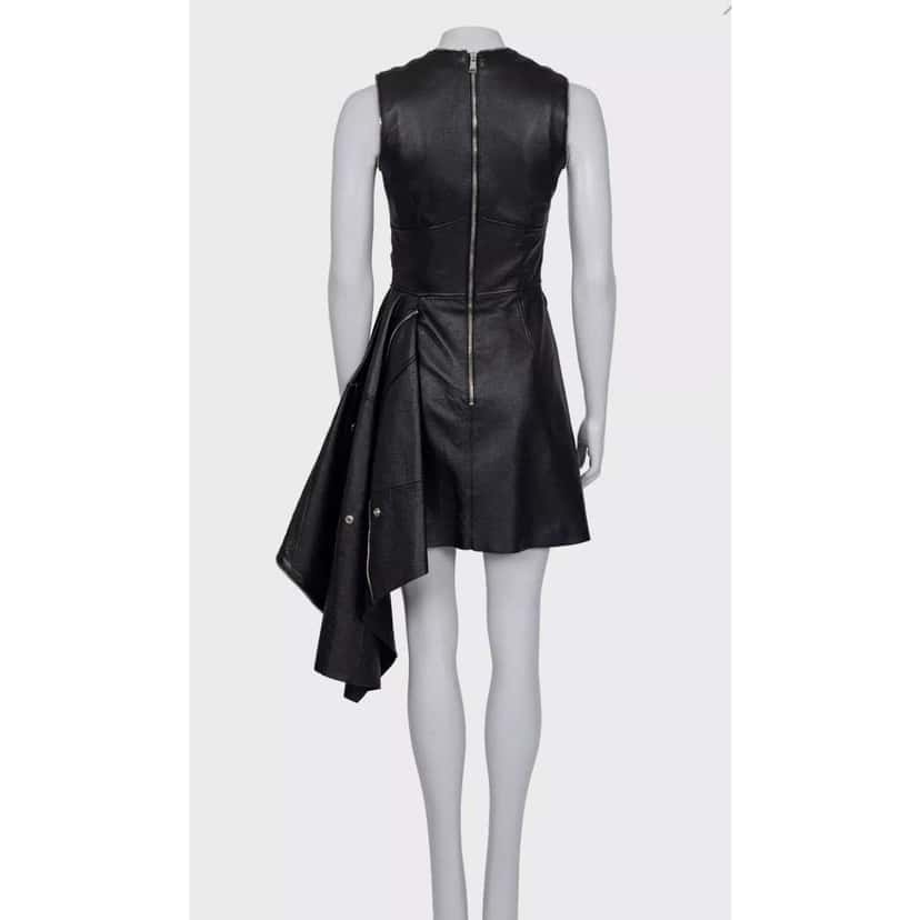 Alexander Mcqueen Asymmetric Dress IT Black Leather Very good condition - Inside View