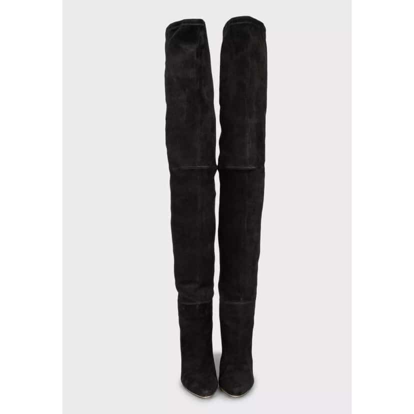 Balmain Over the Knee Boots Blue Suede Very good condition - Back View