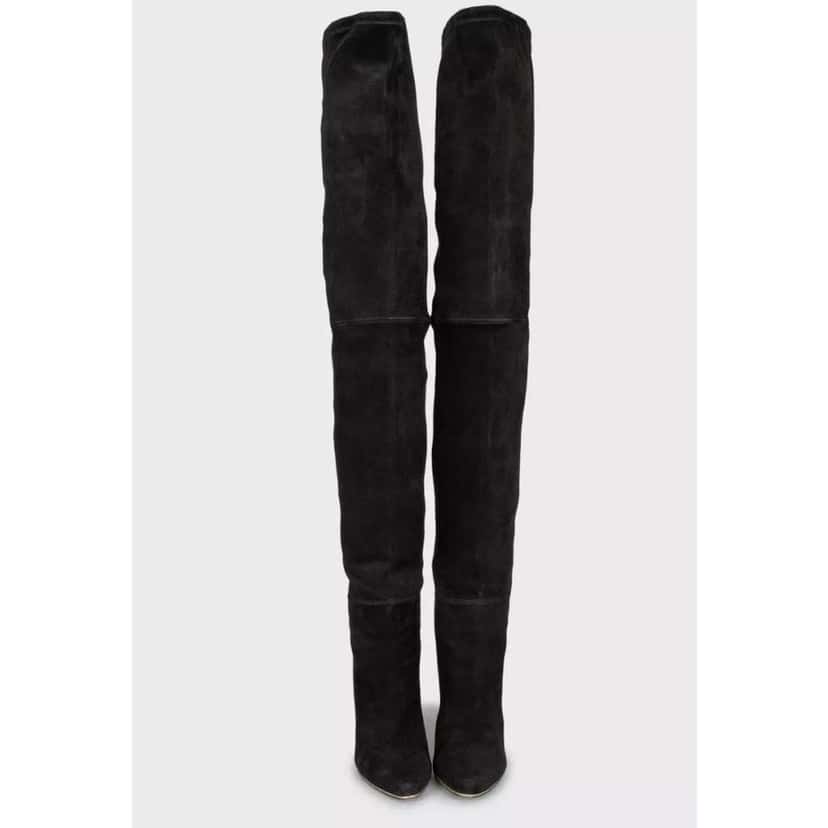 Balmain Over the Knee Boots Blue Suede Very good condition - Inside View