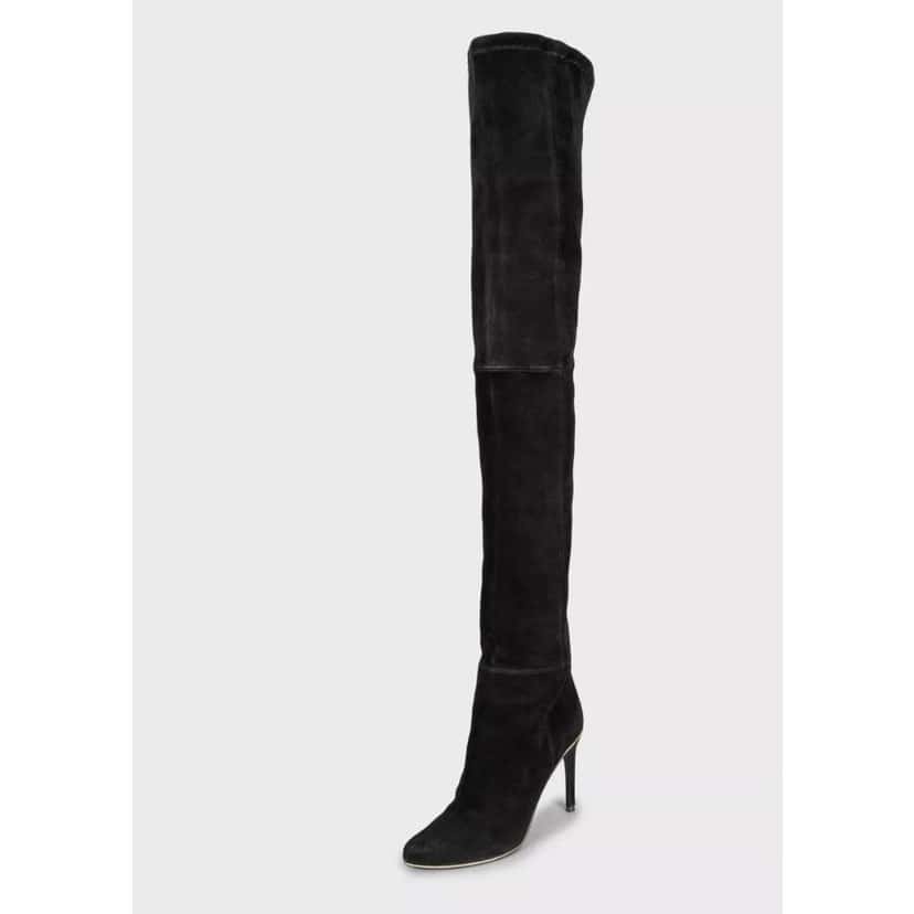 Balmain Over the Knee Boots Blue Suede Very good condition - Model View