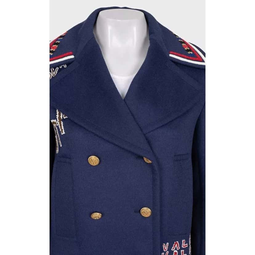 Valentino Garavani Valentino Sequin Angora Blend Coat Blue Wool Very good condition - Model View