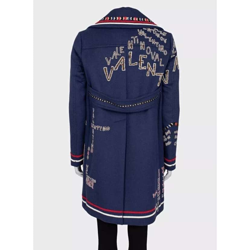 Valentino Garavani Valentino Sequin Angora Blend Coat Blue Wool Very good condition - Box View