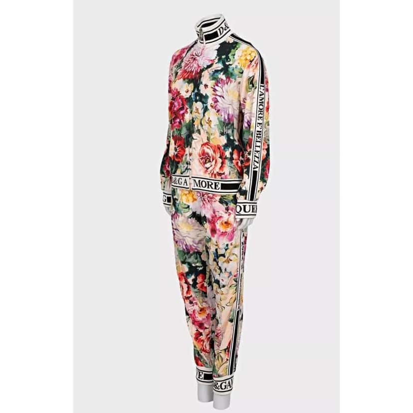 Dolce & Gabbana Floral Suit Silver Silk Very good condition - Back View
