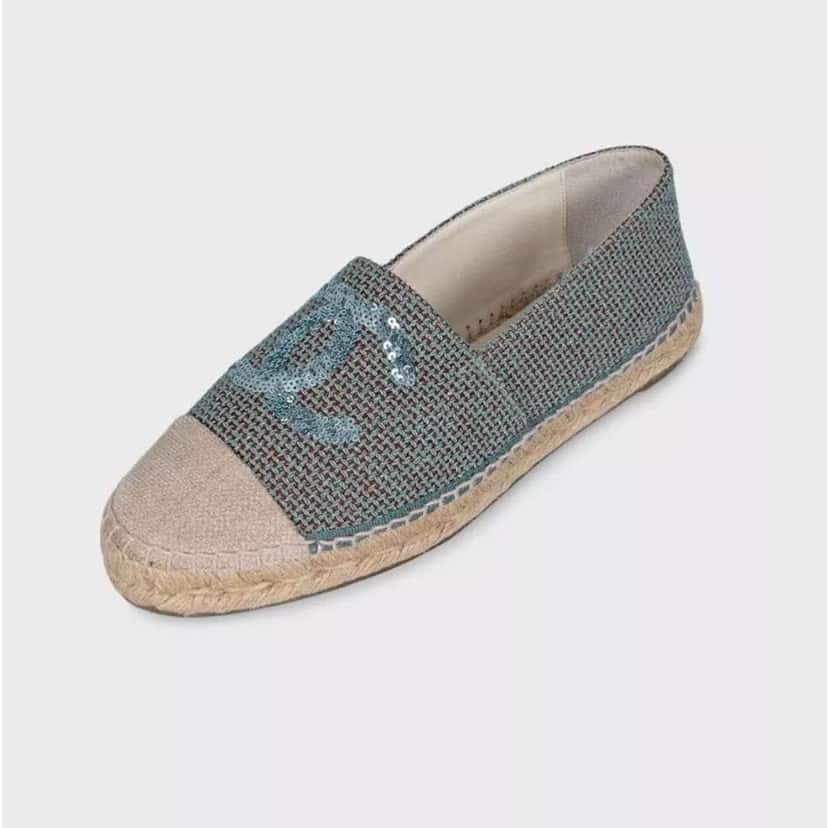 Chanel Sequin Embellished Espadrilles Green Leather Very good condition - Inside View