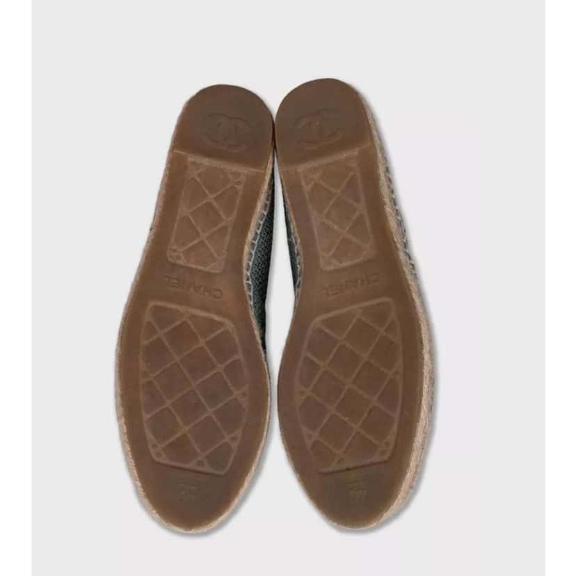 Chanel Sequin Embellished Espadrilles Green Leather Very good condition - Box View