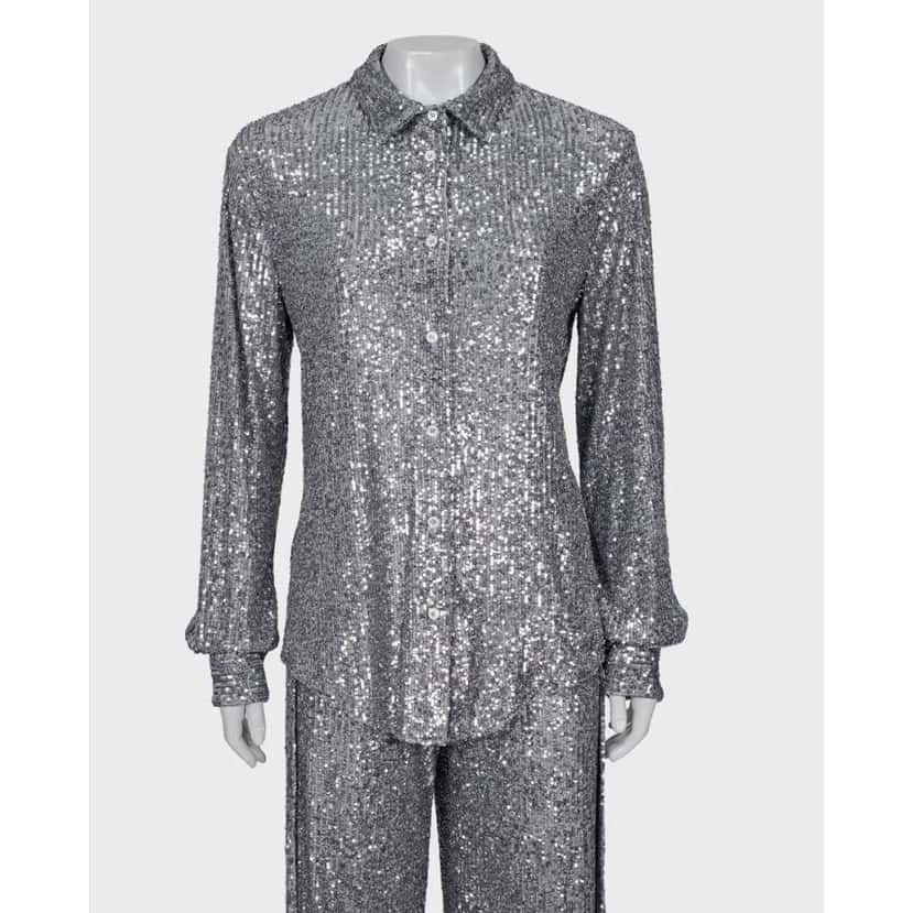 Tom Ford Sequin Suit Set Pre ownned Silver Silk Very good condition - Box View