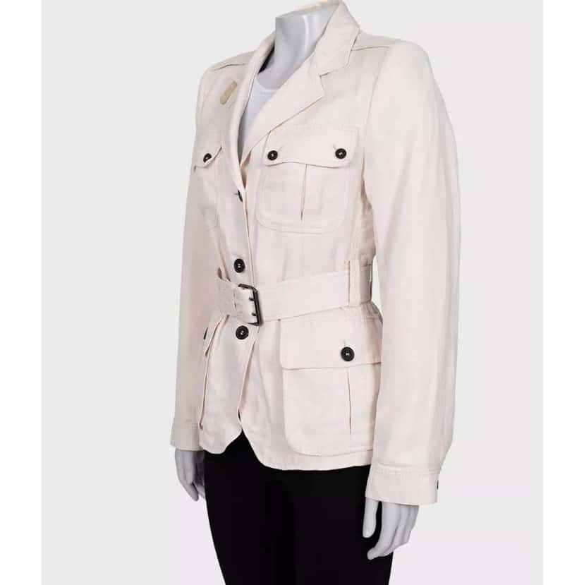 Tom Ford Single Breasted Jacket with Belt White Silk Very good condition - Back View