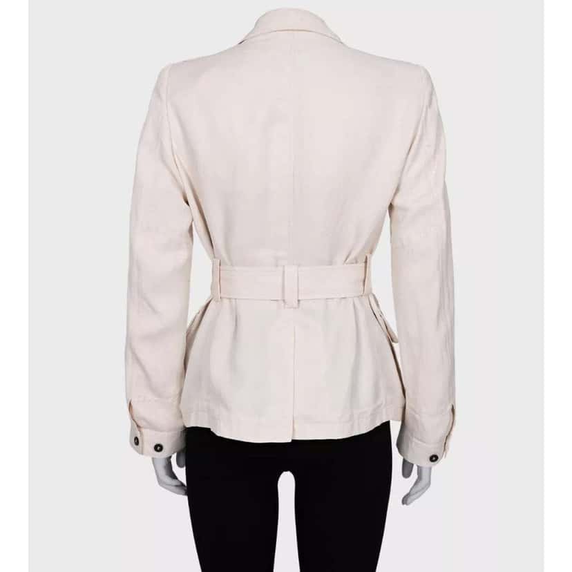 Tom Ford Single Breasted Jacket with Belt White Silk Very good condition - Inside View