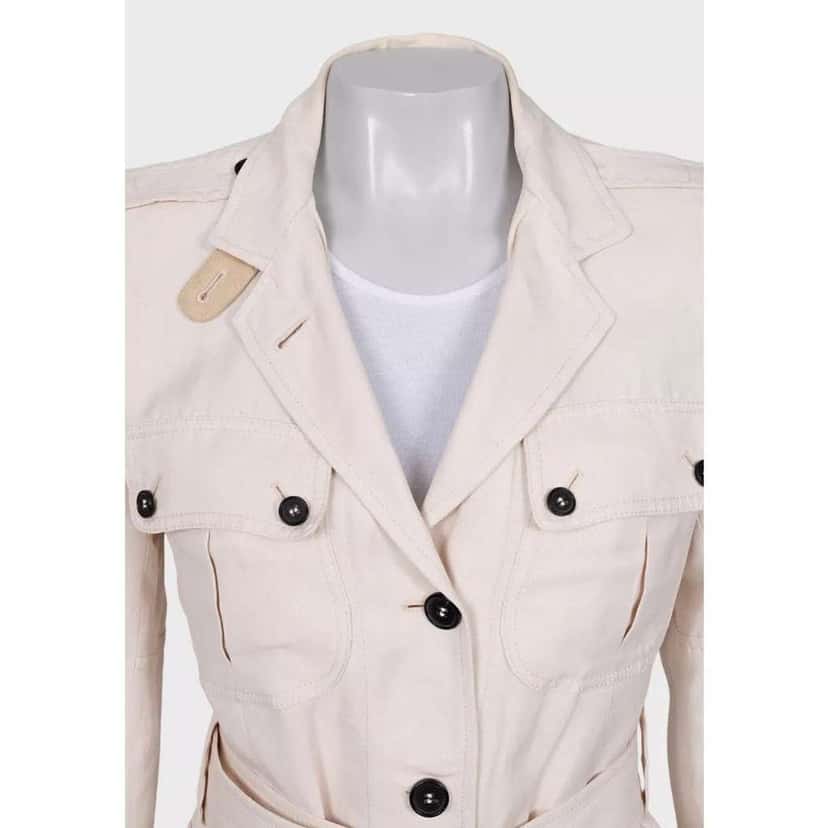 Tom Ford Single Breasted Jacket with Belt White Silk Very good condition - Model View