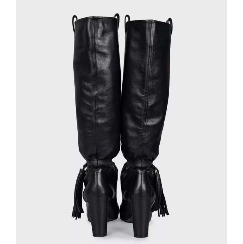 Celine Fringe Tapered Boots Black Leather Very good condition - Box View