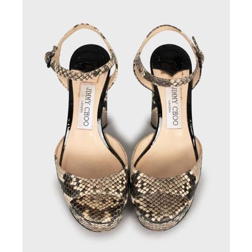 Jimmy Choo Animal Print Block Heel Sandals MultiColor Leather Very good condition - Back View