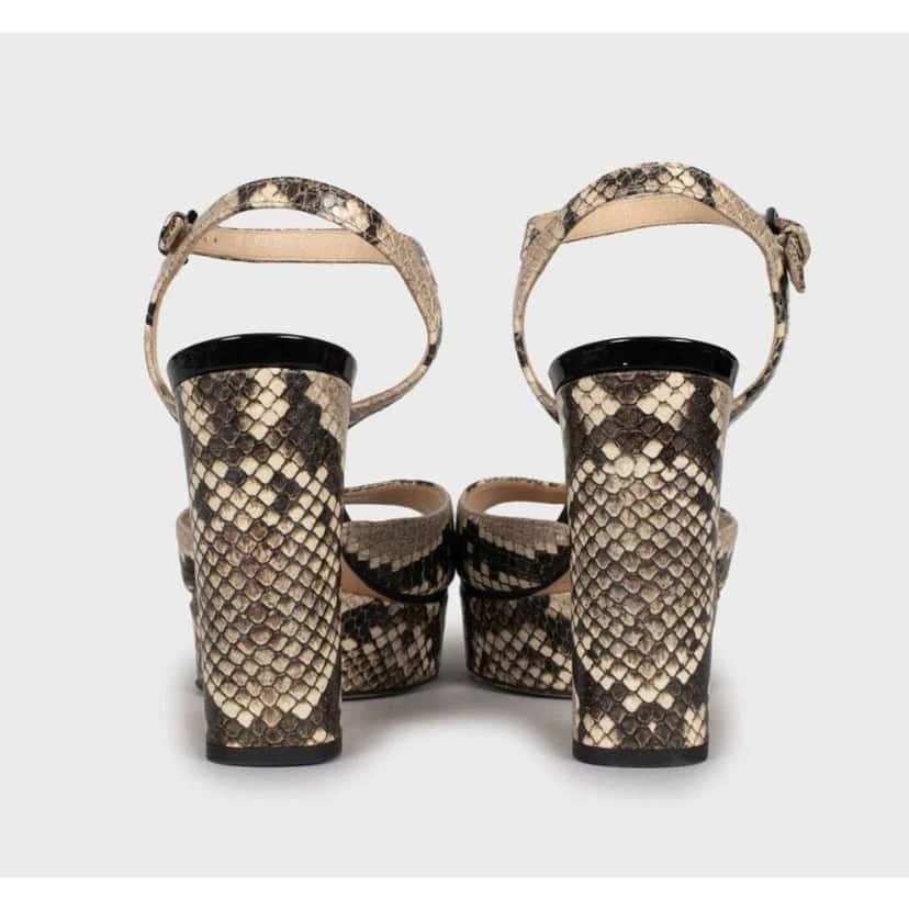 Jimmy Choo Animal Print Block Heel Sandals MultiColor Leather Very good condition - Model View