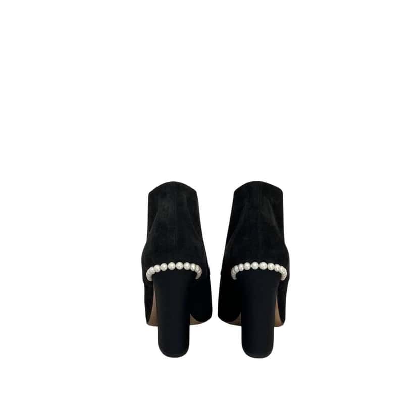 Chanel Lace Up Booties Black Suede Very good condition - Model View