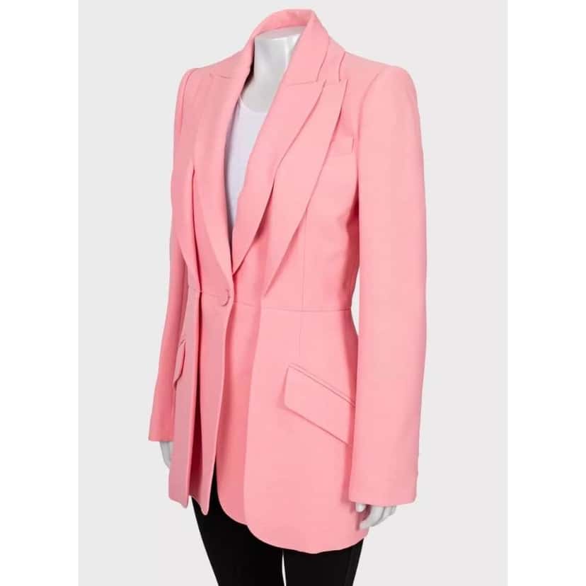 Alexander Mcqueen Double Collar Blazer Pink Silk Very good condition - Back View