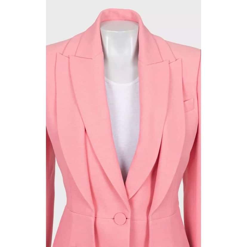 Alexander Mcqueen Double Collar Blazer Pink Silk Very good condition - Model View