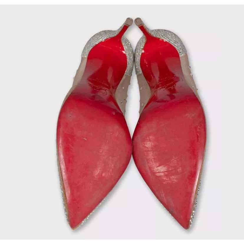 Christian Louboutin Mesh Pumps Beige Leather Very good condition - Box View