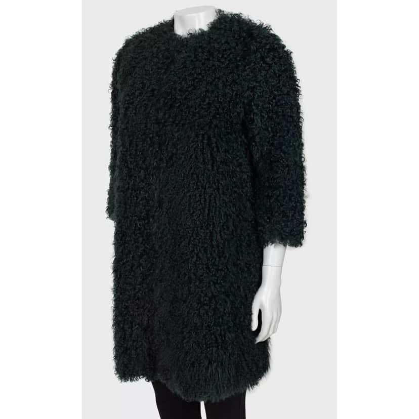 Max Mara Dark Karakul Coat Green Good condition - Back View