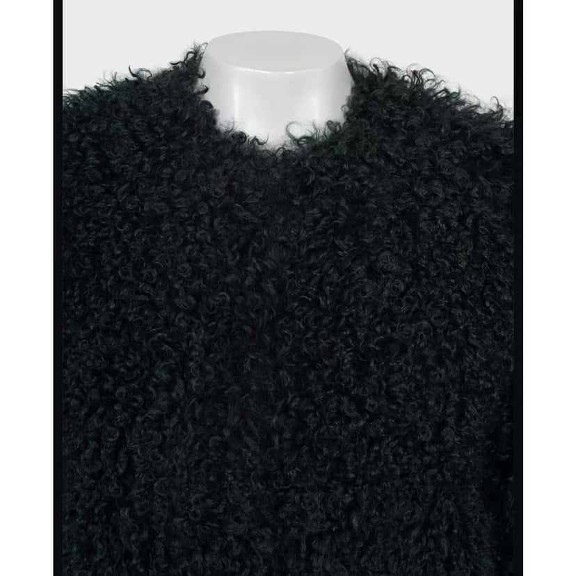 Max Mara Dark Karakul Coat Green Good condition - Model View