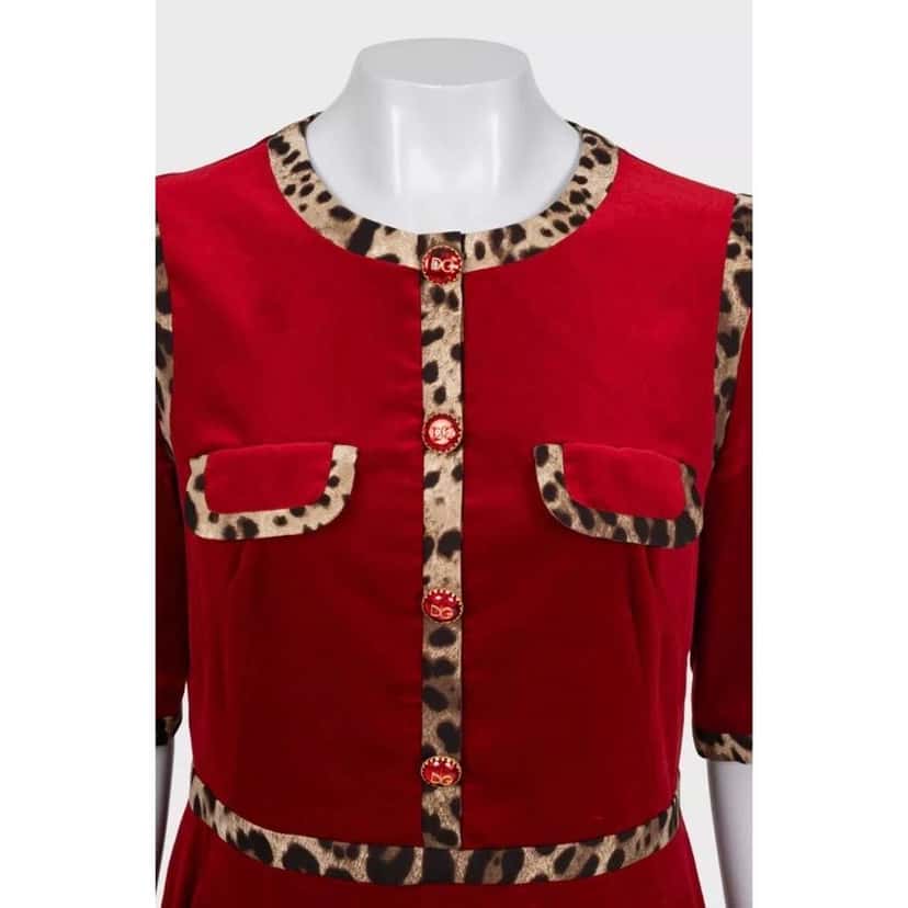 Dolce & Gabbana Animal Print Dress Red Cotton Very good condition - Inside View