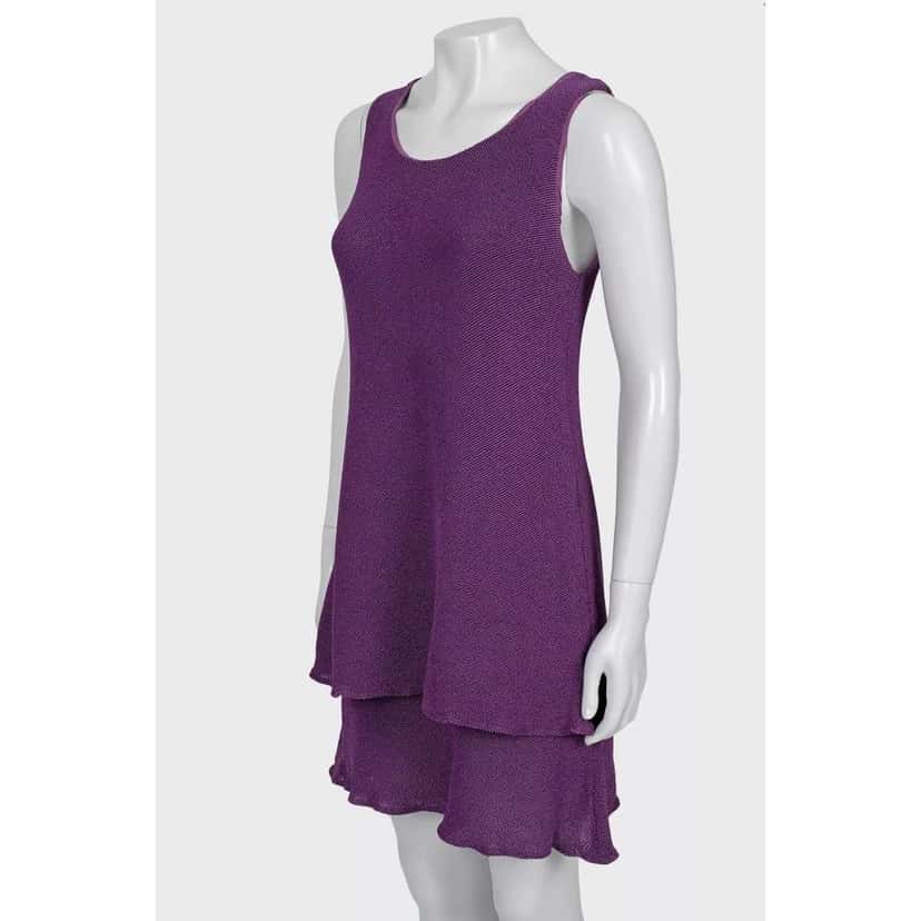 Chanel A Line Dress Purple Cotton Very good condition - Back View