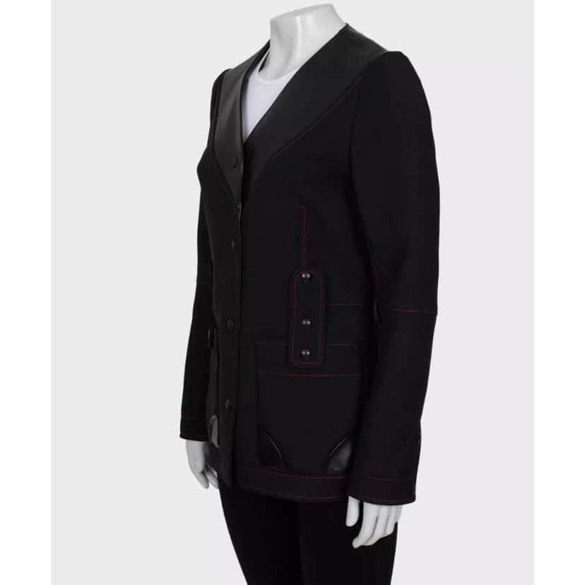 Louis Vuitton BlackLeather Collar Jacket Black Very good condition - Back View