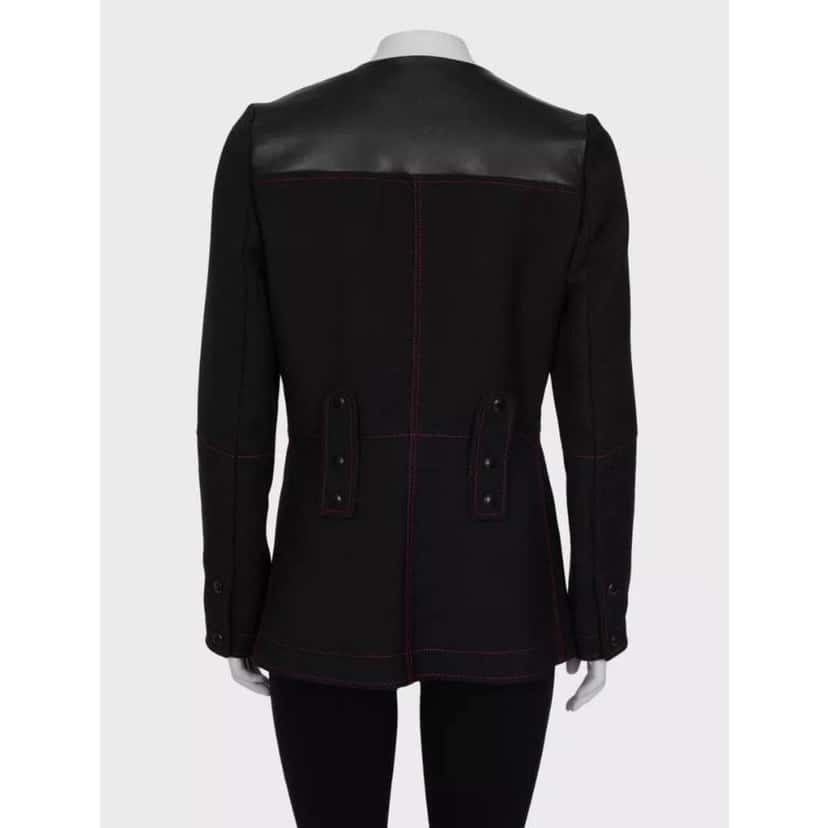 Louis Vuitton BlackLeather Collar Jacket Black Very good condition - Inside View