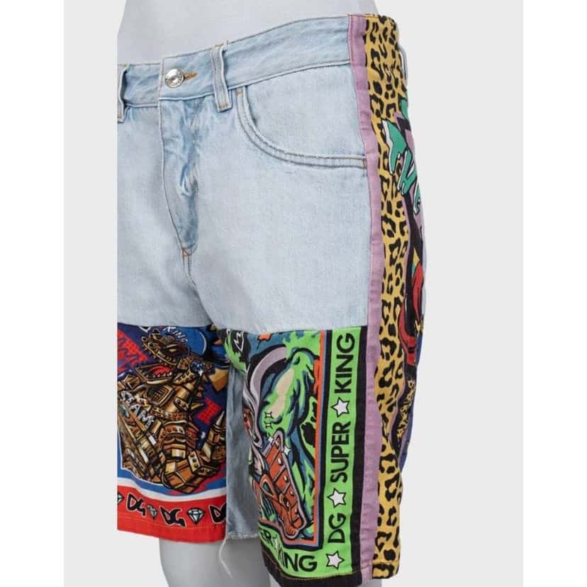 Dolce & Gabbana Mixed Panel Shorts Brown Cotton Very good condition - Model View