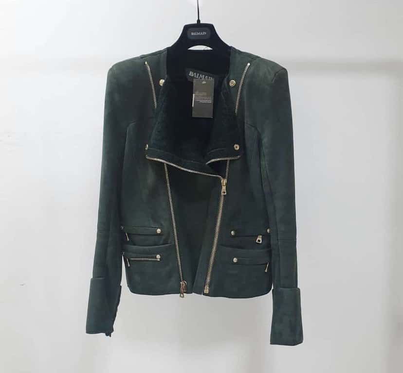Balmain Biker Style Jacket Jacket Green Shearling Very good condition - Inside View